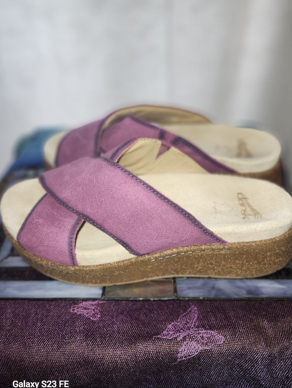 Dansko Bridget Plum Suede Platform Slides Size 39 - Picture 3 of 10